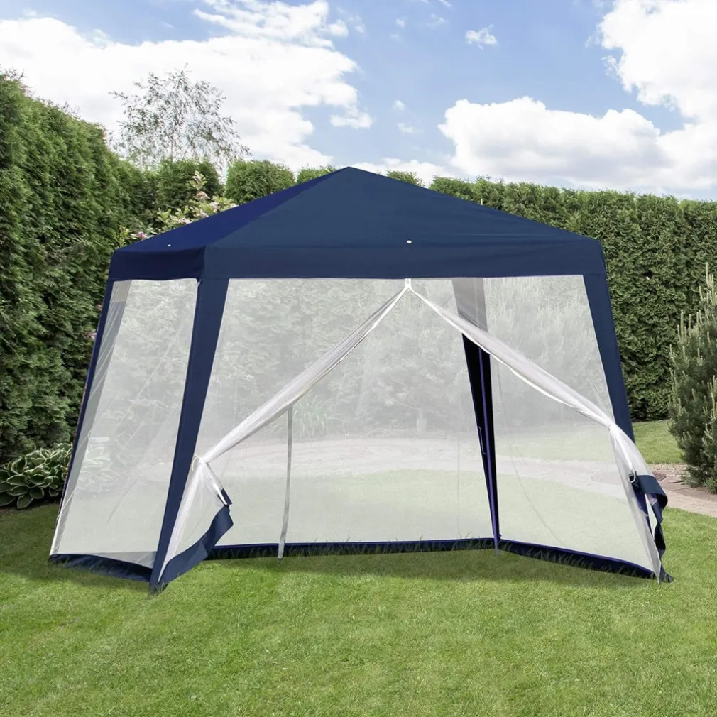 GAZEBO TENDA DA GIARDINO RESISTENTE REMOVIBILE 2.5X2.4X3MT BLU CON ZANZARIERA 222709
