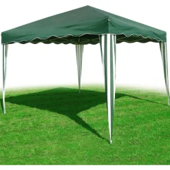 GAZEBO 3X3 MT PIEGHEVOLE RICHIUDIBILE TENDONE GIARDINO COLORE VERDE IMPERMEABILE