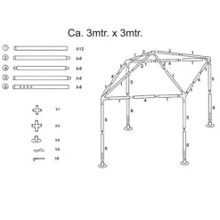 GAZEBO 3X3MT TENDA ESTERNI ARREDO GIARDINO TETTO ANTIPIOGGIA IDROREPELLENTE BIANCO