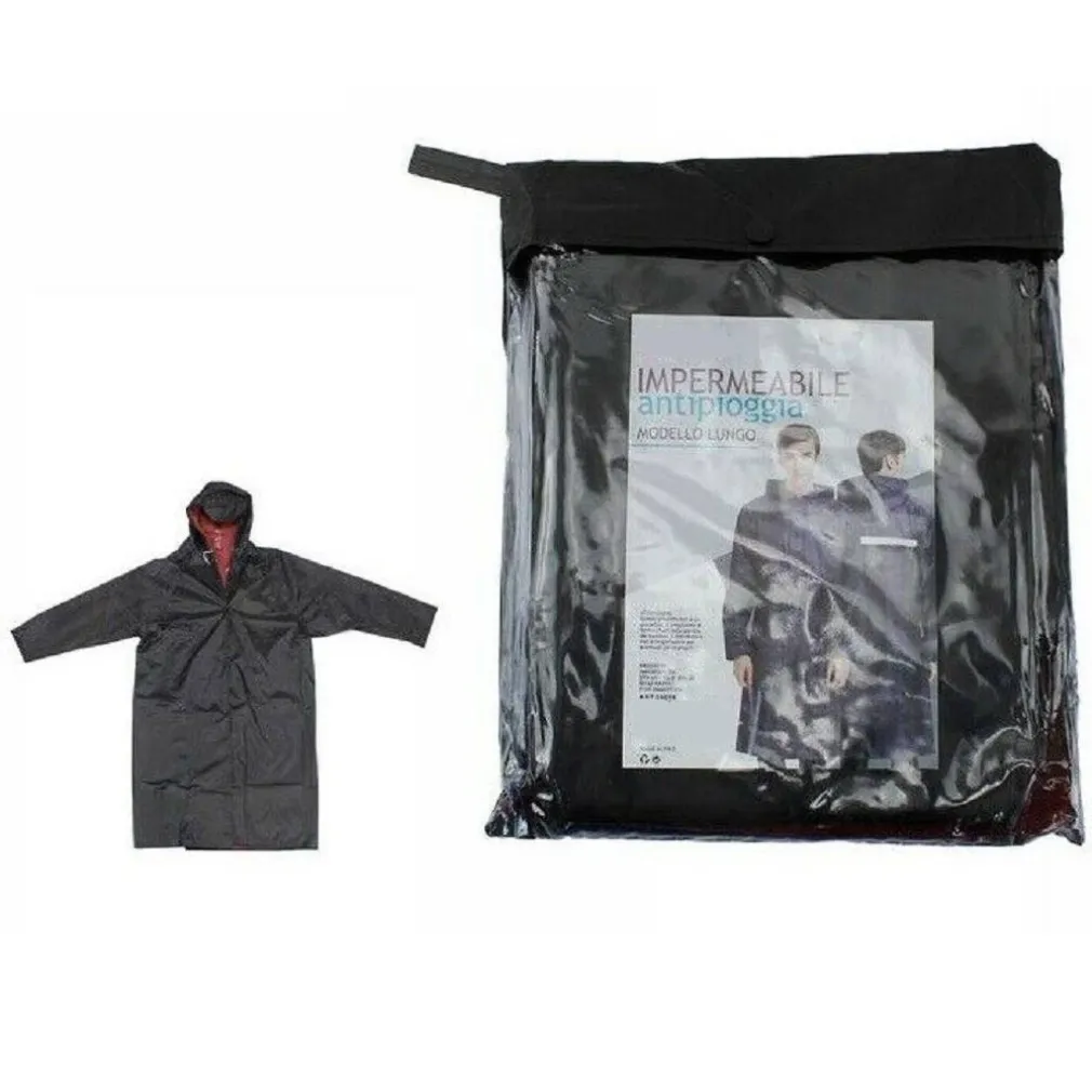 GIACCA MANTELLA LUNGA IMPERMEABILE PVC LUNGO ANTI PIOGGIA CON CAPPUCCIO 59019