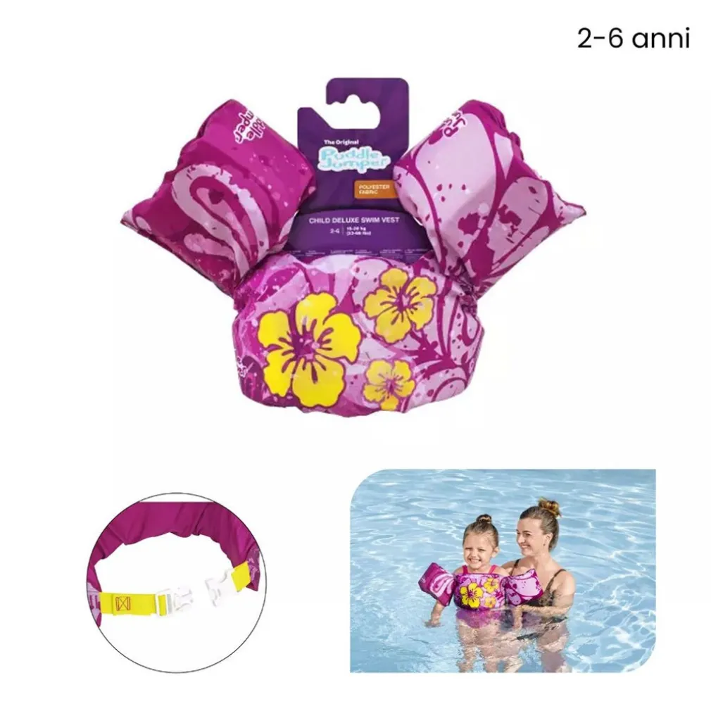 GILET SALVAGENTE PER BAMBINI FIORI TROPICALI GIUBBOTTO GALLEGGIANTE CON BRACCIOLI 90144
