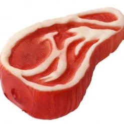 GIOCATTOLO BISTECCA GOMMA SUONO STRIDULO TOY SQUEAKY RESISTENTE MASTICARE CANI