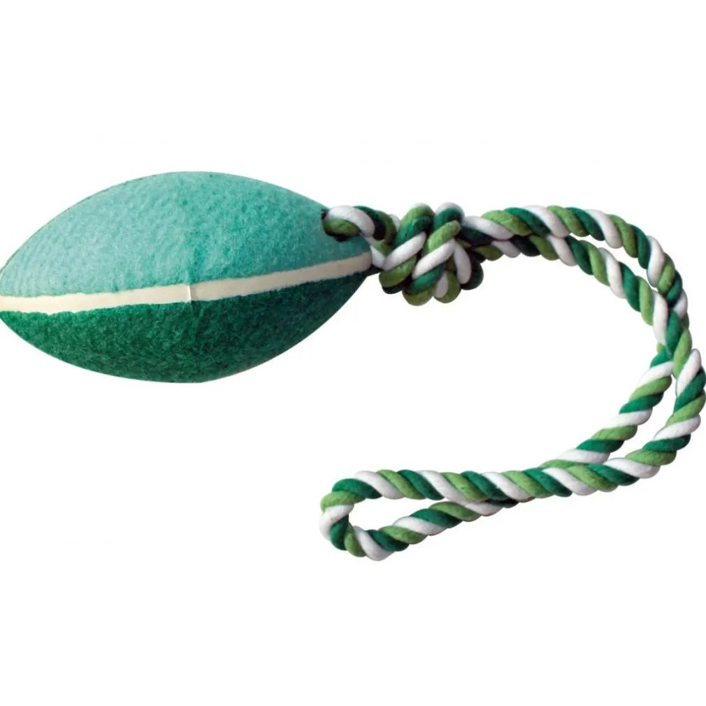 GIOCATTOLO CANE GIOCO PER CANI CORDA FUNE CON PALLA OVALE COTONOSSO NODO FORZA
