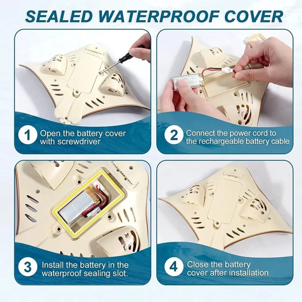 GIOCATTOLO DEVILFISH TELECOMANDATO SQUALO 2.4G RC SUBACQUEO PISCINA BAMBINI ESTATE