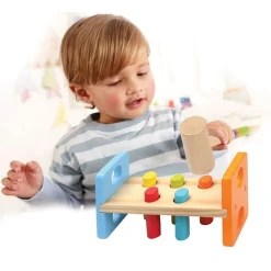 GIOCATTOLO IN LEGNO PER BAMBINI BATTI BATTI CON MARTELLO GIOCO EDUCATIVO NEONATO