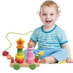 GIOCATTOLO MACCHININA ATTIVITA PER BAMBINI IN LEGNO GIOCO EDUCATIVO NEONATO 23CM