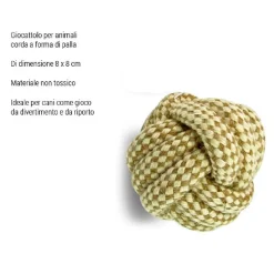 GIOCATTOLO PER CANI PALLA A FORMA DI CORDA 8 X 8 CM GIOCO E ADDESTRAMENTO