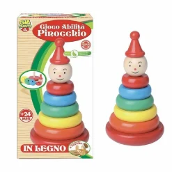 GIOCO ABILITÀ PINOCCHIO IN LEGNO GIOCATTOLO GIOCO INCASTRO PIRAMIDE PER BAMBINI