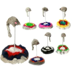 GIOCO CON PUPAZZO TOPO PALESTRA PER GATTO TOPOLINO PELUCHE GATTI BASE CON MOLLE