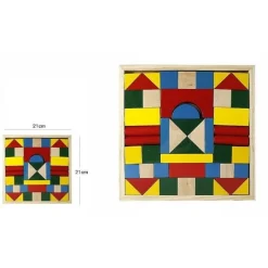 GIOCO COSTRUZIONI IN LEGNO COLORATO EDUCATIVO PER BAMBINI BIMBI 48 PEZZI