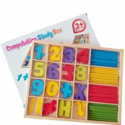 GIOCO EDUCATIVO BAMBINI NUMERI LETTERE BASTONCINI LEGNO COLORATO