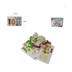 GIOCO EDUCATIVO PUZZLE LEGNO BAMBINI IMPARARE INGLESE NUMERI ANIMALI 64978