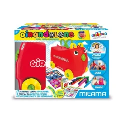 GIOCO GIRANDOLONE VALIGIA CON PENNARELLI STICKERS GIOCO MEMO CARTE MITAMA ROSA