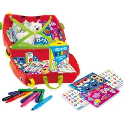 GIOCO GIRANDOLONE VALIGIA CON PENNARELLI STICKERS GIOCO MEMO CARTE MITAMA ROSA