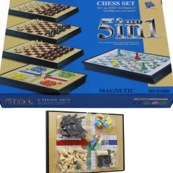 GIOCO PER FAMIGLIA DA TAVOLO 5 IN 1 SCACCHI DAMA BACKGAMMON SNAKE CHECKER
