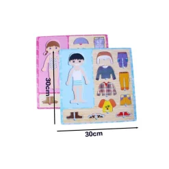 GIOCO PUZZLE IN LEGNO CREATIVO VESTIRE VESTITI BAMBINO BAMBINA