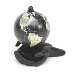 GLOBO TERRESTRE MAPPAMONDO IN METALLO MANI NERE DECORAZIONE CASA UFFICIO 210087