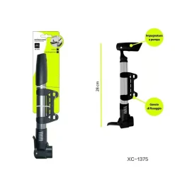 GONFIATORE POMPA PER RUOTE BICI CON GANCIO DI FISSAGGIO BICICLETTA 28CM XC-1375