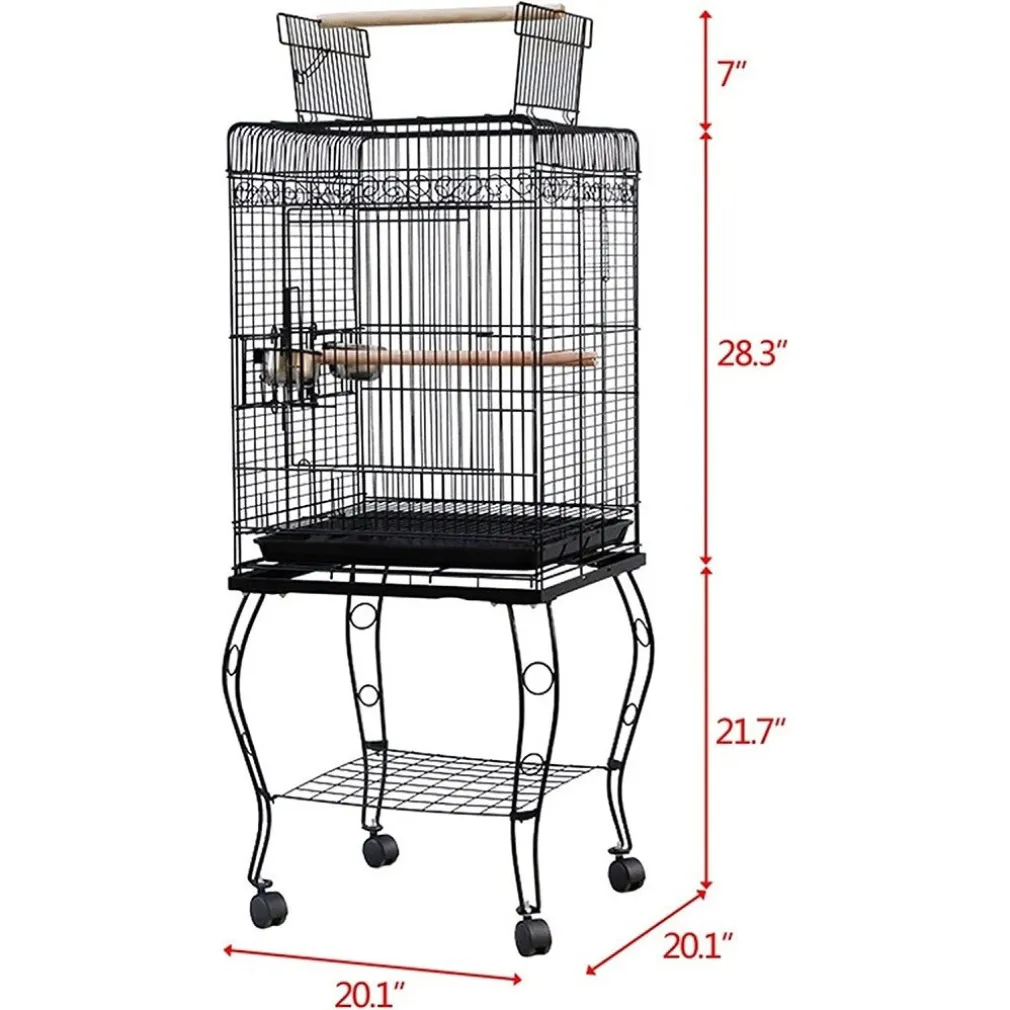 GRANDE GABBIA PER UCCELLI IN ACCIAIO 2 PALI PER PAPPAGALLO CANARINI PARROCCHETTI