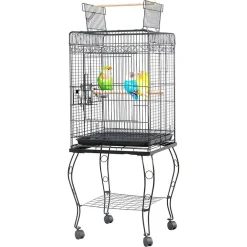 GRANDE GABBIA PER UCCELLI IN ACCIAIO 2 PALI PER PAPPAGALLO CANARINI PARROCCHETTI