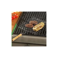 GRATICOLA GRIGLIA QUADRATA IN METALLO 20X20CM CON MANICO IN LEGNO PER BARBECUE