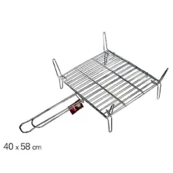 GRATICOLA IN ACCIAIO GRIGLIA QUADRATA 40 X 58 CM IDEALE PER BARBECUE ARROSTO