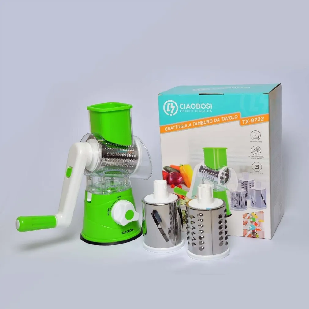 GRATTUGIA A TAMBURO MANUALE PER CUCINA CASA DA TAVOLO TRITATUTTO AFFETTA TX-9722