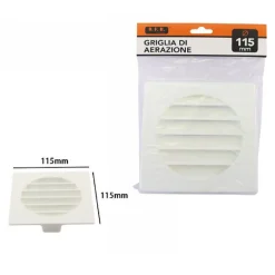 GRIGLIA DI VENTILAZIONE QUADRATA PLASTICA 115MM ASPIRAZIONE ARIA AERAZIONE 71399