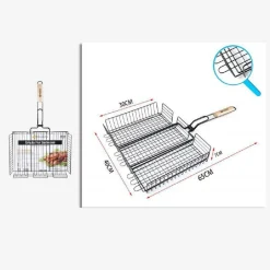 GRIGLIA PER BARBECUE 65 X 40 X 30 X H7CM PER BRACIATA CARNE PESCE VERDURE 802051