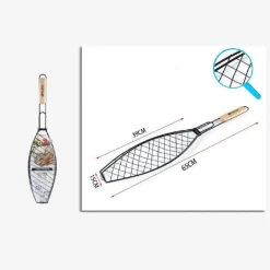 GRIGLIA PER BARBECUE GRILL 65X39X15CM PER BRACIATA DI PESCE CARNE VERDURE 802057