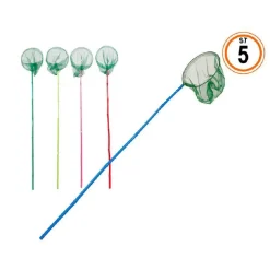 GUADINO DA PESCA 80CM MANICO IN BAMBÙ RETINO DIAM 20CM 5 COLORI ASSORTITI 65308A