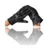 GUANTI PELLE NERO UOMO GUANTO UNIVERSALI GLOVES INVERNALE FODERA PILE