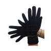 GUANTI TESSUTO COTONE DONNA NERO FIOCCO GLITTER TAGLIA 8 GLOVES FODERA