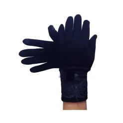 GUANTI TESSUTO COTONE DONNA BLU PON PON PIZZO TAGLIA 8 GLOVES FODERA