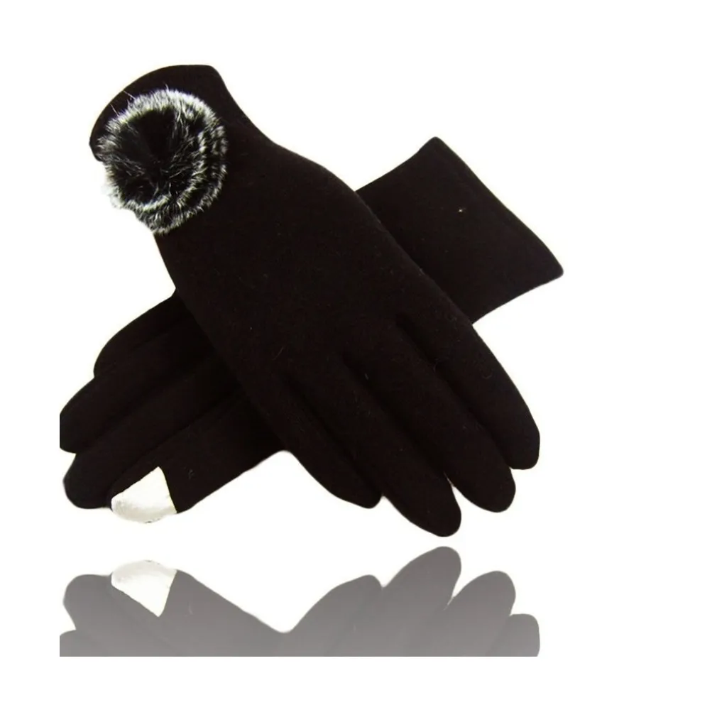 GUANTI TESSUTO MARRONE COTONE PON PON GUANTO TAGLIA 8 GLOVES FODERA PILE