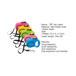GUINZAGLIO ALLUNGABILE PER CANE MEDIA PICCOLA TAGLIA 3 METRI CON GANCIO COLORATO