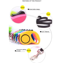 GUINZAGLIO ALLUNGABILE PER CANE MEDIA PICCOLA TAGLIA 5 METRI CON GANCIO 16KG