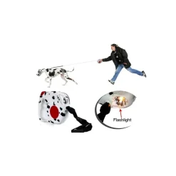 Guinzaglio estendibile maculato 4,5 mt con torcia per cani di tutte le taglie