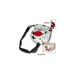 Guinzaglio estendibile maculato 4,5 mt con torcia per cani di tutte le taglie