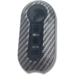 GUSCIO CHIAVE IN CARBONIO CON PAD 3 TASTI COVER CON PORTACHIAVI PER FIAT LANCIA