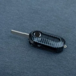 GUSCIO CHIAVE IN CARBONIO CON PAD 3 TASTI COVER CON PORTACHIAVI PER FIAT LANCIA