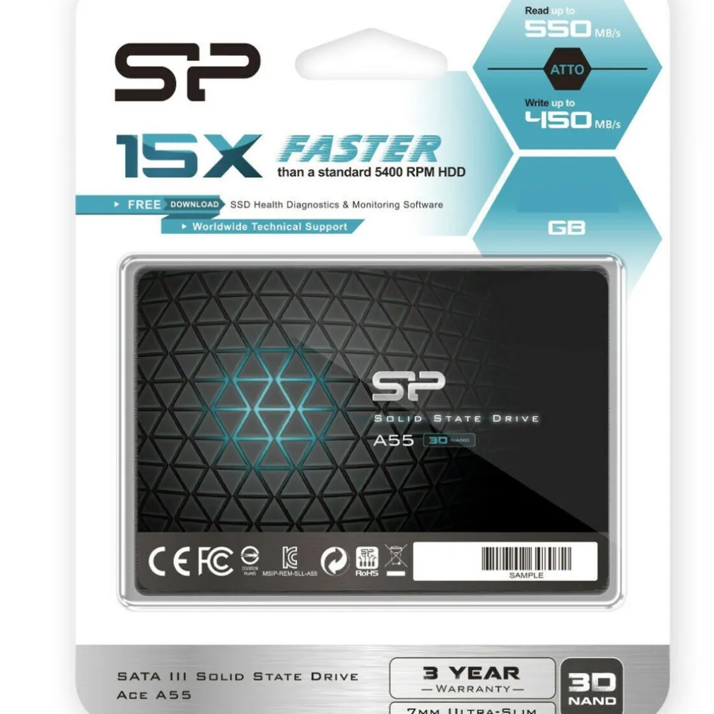 HARD DISK INTERNO SSD 128GB HIGH SATA 3 2,5'' PER COMPUTER DESKTOP LAPTOP SP A55