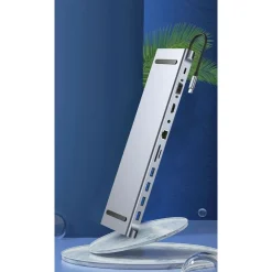 HUB 11 IN 1 USB TYPE C ADATTATORE CON HDMI 4K VGA ETHERNET LAN SD AUDIO PD HU990