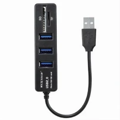 HUB 3 PORTE USB 2.0 + LETTORE DI SCHEDE MEMORIA MICRO SD/SD DATI RICARICA HUB-01