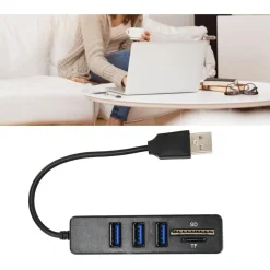 HUB 3 PORTE USB 2.0 + LETTORE DI SCHEDE MEMORIA MICRO SD/SD DATI RICARICA HUB-01