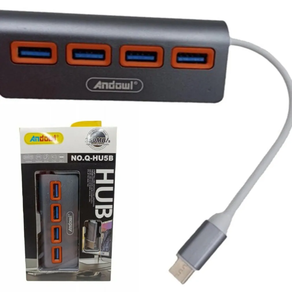 HUB 4 PORTE USB 3.0 CON CONNESSIONE USB-C TYPE-C Q-HU5B COLLEGAMENTO DISPOSITIVI