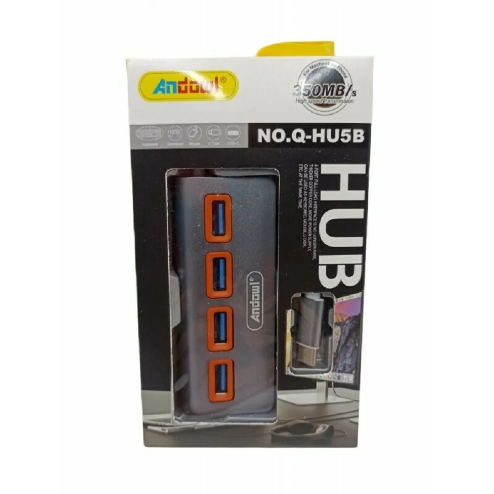 HUB 4 PORTE USB 3.0 CON CONNESSIONE USB-C TYPE-C Q-HU5B COLLEGAMENTO DISPOSITIVI