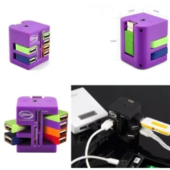 HUB COMBO 6 PORTE USB 2.0 LETTORE CARD SCHEDE MULTIFUNZIONE PORTE GIREVOLI 360°