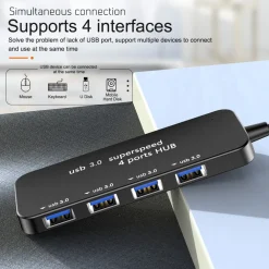 HUB MULTIPLO 4 PORTE USB 3.0 SUPER VELOCE COMPUTER CON CONNETTORE USB Q-HU301