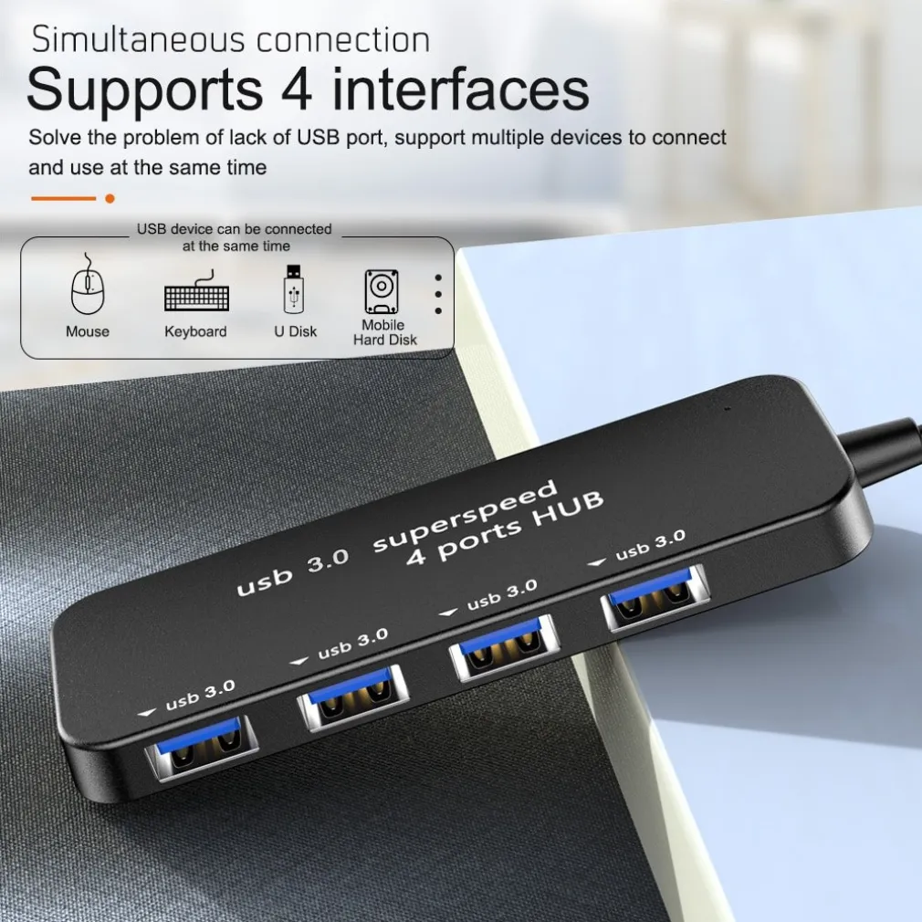 HUB MULTIPLO 4 PORTE USB 3.0 SUPER VELOCE COMPUTER CON CONNETTORE USB Q-HU301